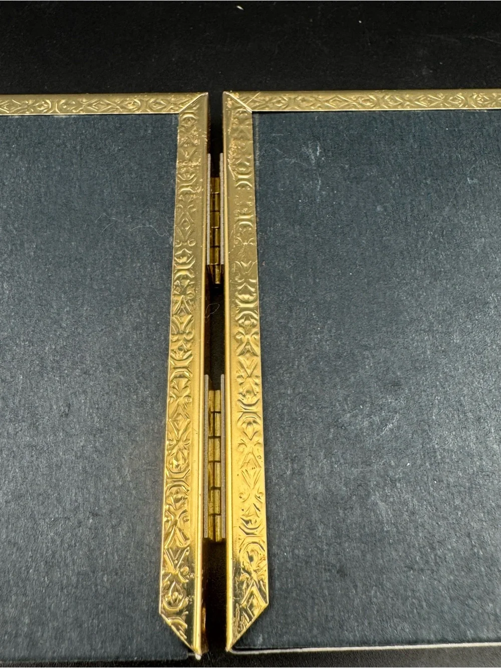 Gold Toned Tri Fold Picture Frame With Elegant Detail